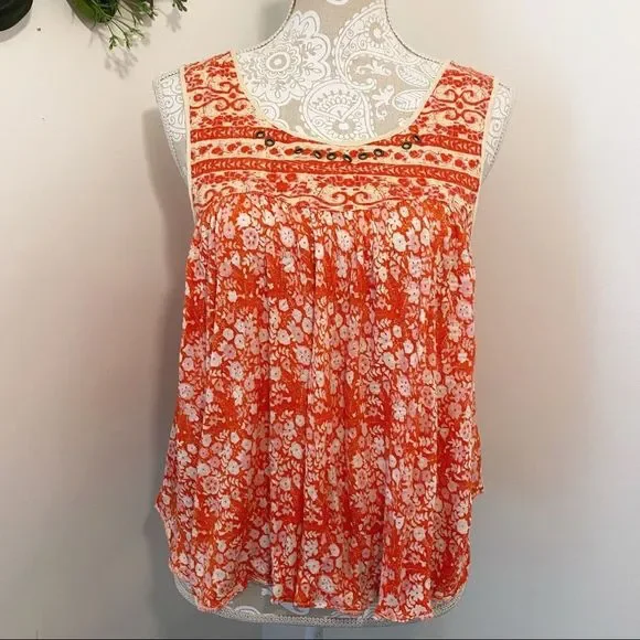 Free People Lucky Coin Festive Orange Small Tank Top - Picture 1 of 12